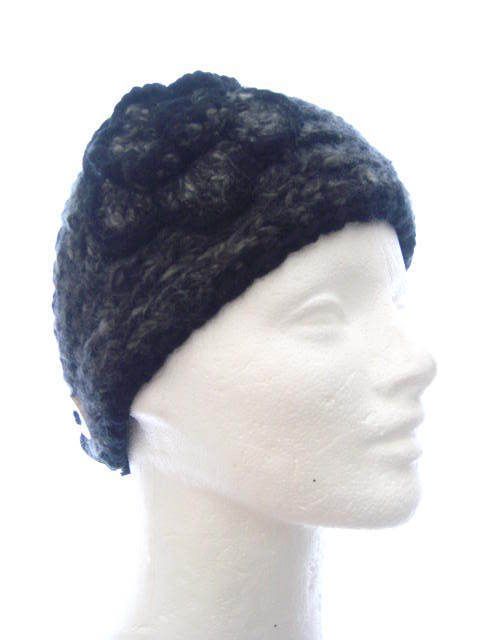 NEW WOMENS KNIT WINTER HEAD BAND WRAP CROCHET FLOWER  