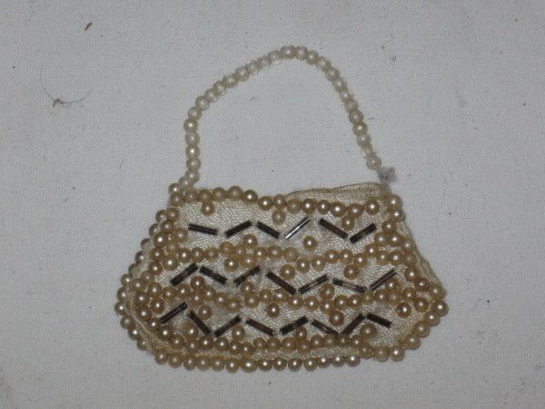 Antique Beaded Silk Purse Ring Holder Hand Made FC  