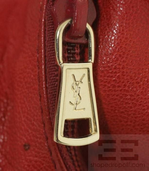 YSL Yves Saint Laurent Red Leather Mombasa Handbag  