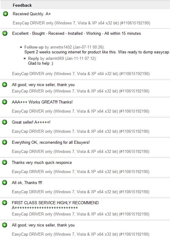 EasyCap DRIVER only (Windows 7, Vista & XP x64 x32 bit)  