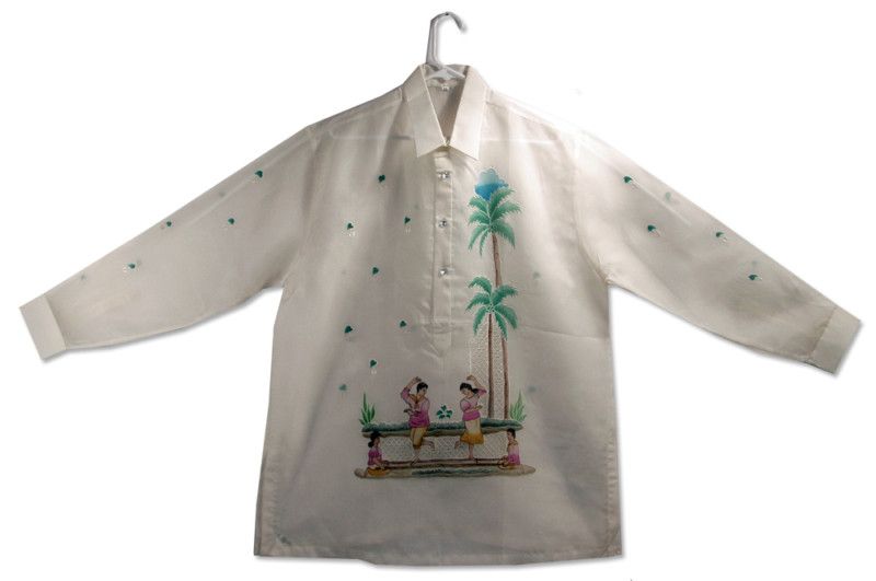 Philippine Jusi Barong Tagalog with Tinikling Design  