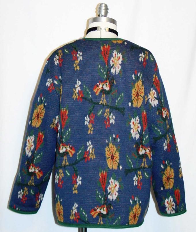 BLUE BOILED WOOL AUSTRIA Designer SWEATER Coat 44 16 L  