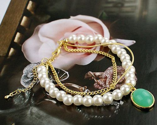 Womens Beautiful Multi Layer Pearl Bracelet #B11  