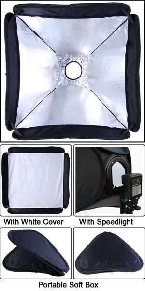 2x Portable 24 60cm Softbox Soft Box For Flash Light Speedlite Photo 