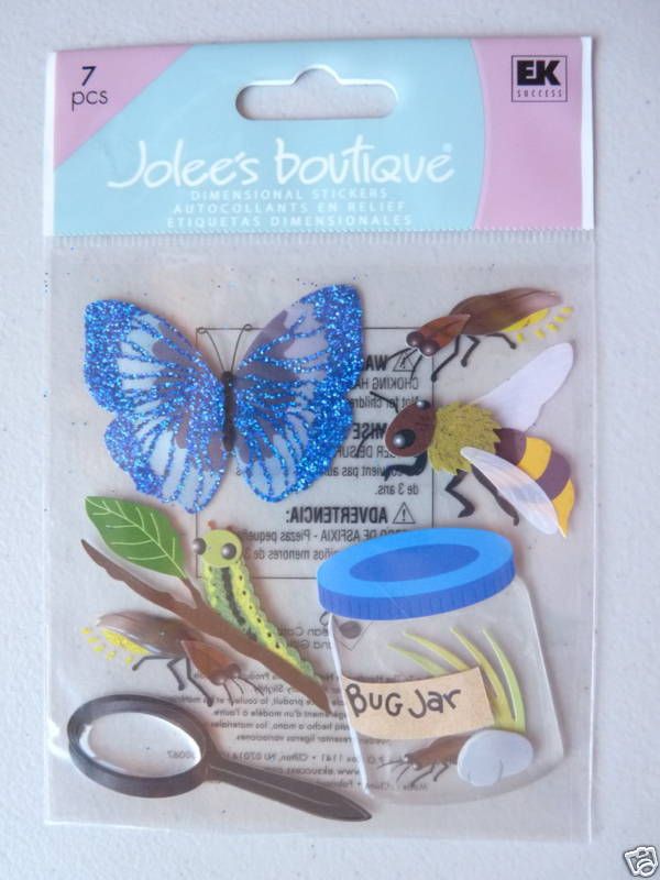 Kids16 JOLEE 3D Stickers BUGS JAR Magnifying Glass Bee  
