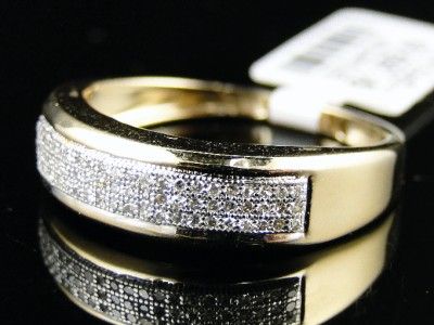 10k MENS YELLOW GOLD DIAMOND WEDDING BAND RING 1/4 CT  