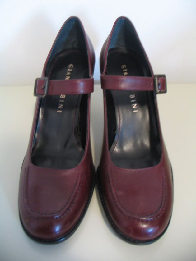 Gianni Bini Red Burgundy Leather Maryjane Pump Heel Shoes 8.5M NEW 