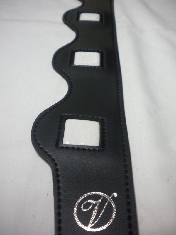 Black Leather Guitar strap with White Squares ~ 2.5 Wide  