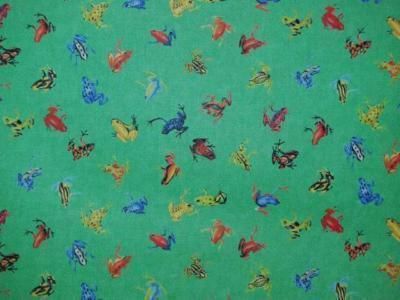 Kelly Green Frog Cotton Drapery Upholstery Fabric  