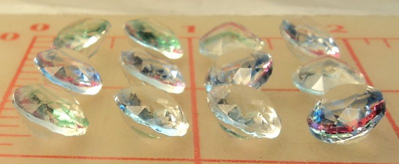   pointback unfoiled glass faceted ovals rainbow 12x10mm Germany USZone