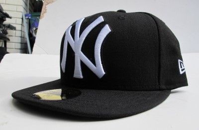 NY Yankees Big Logo BLK WHT All Size Cap Hat by New Era  