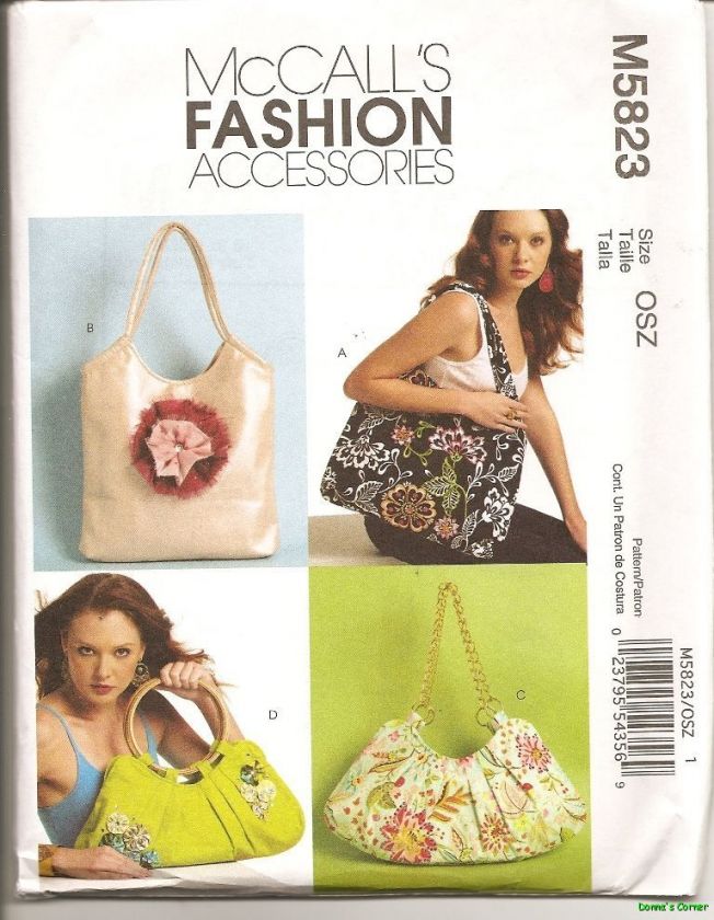 McCALLS FASHION ACCESSORIES PATTERN MP823 ~ PURSES  