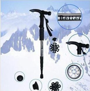 New Alpenstock 9 LED bulb Walking Stick/Monopod Compass  