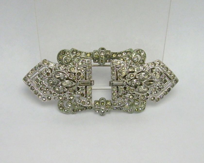 Vintage Circa 1930 Coro Duette Rhinestone Brooch Pin Frame Pair Dress 