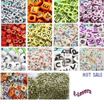 Various 6mm Cube Alphabet Letter Loose Charm necklace bracelet Beads 