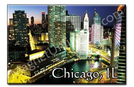 Skyline Downtown CHICAGO   IL Souvenir Fridge Magnet #3  