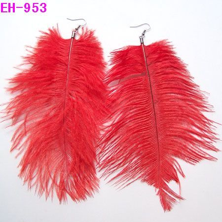 Pairs Handmade Ostrich Feathers Dangle Earrings  