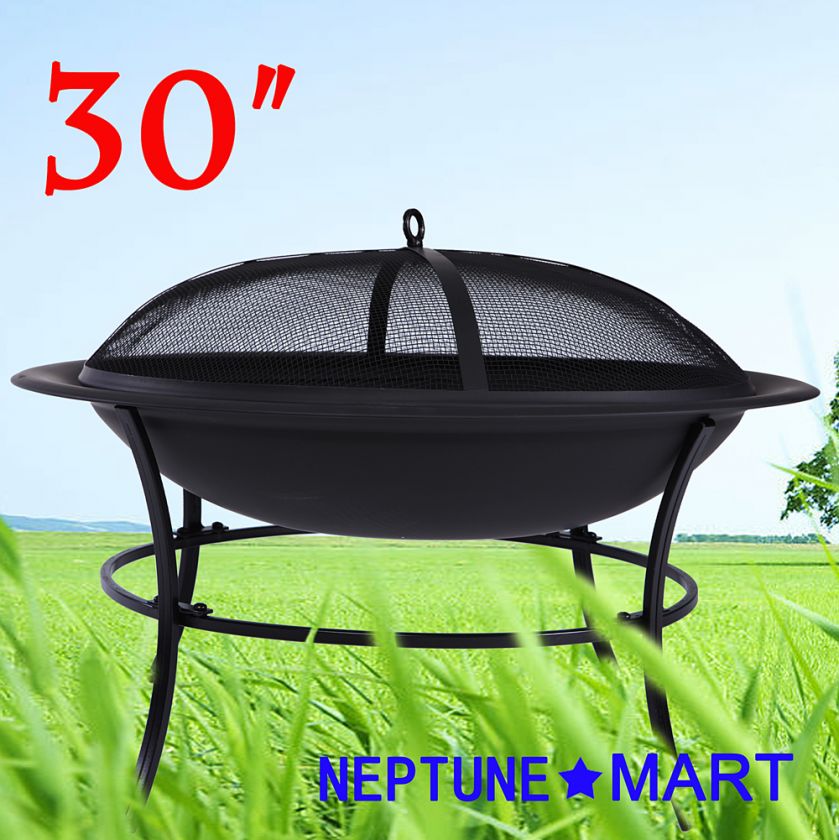   30 Outdoor BBQ Metal FIre Bowl / Patio Fire Pit W/ Poker Stove 05 NIB