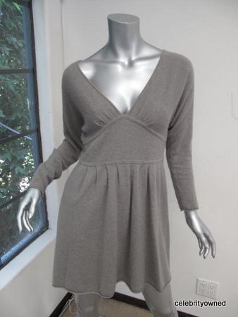 Catherine Malandrino Gray Cashmere V Neck Dress S  