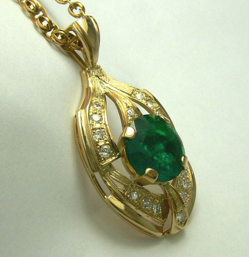 90cts Heart Melting Colombian Emerald & Diamond Pendant  