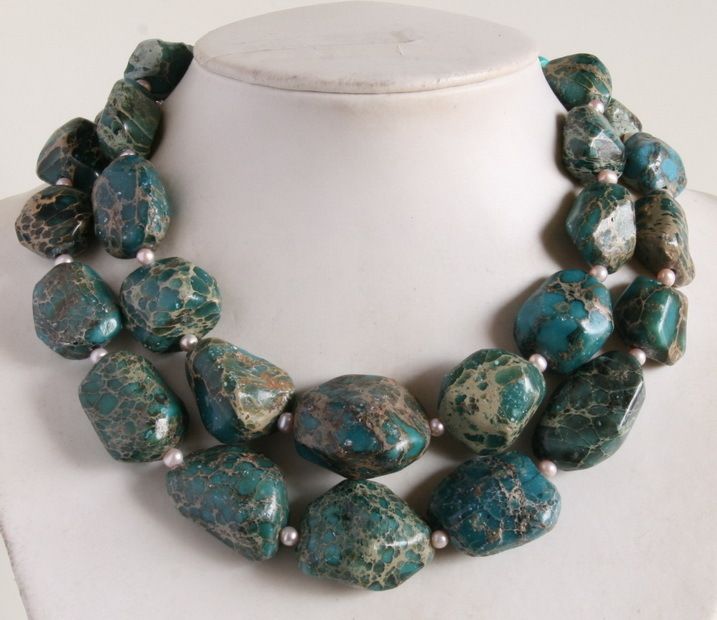 AMAZINGSTUNNING GOLD VEIN TURQUOISE NUGGETS NECKLACE  