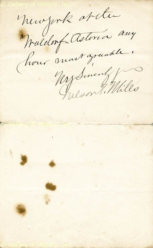 NELSON A. MILES   AUTOGRAPH LETTER SIGNED 03/13/1904  