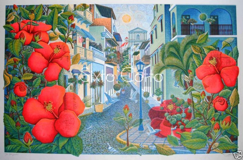 PASEO FLORIDO de SIXTO COTTO   PUERTO RICO   SERIGRAPH  