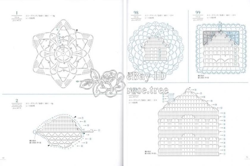 100 LACEWORK Design Doily Japanese Crochet Pattern  