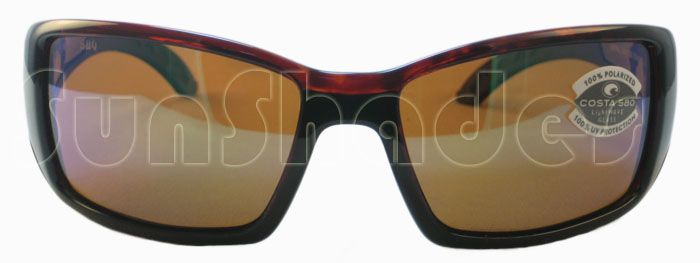   Mar Blackfin Tortoise Green Polarized 580 Glass Lens Sunglasses  