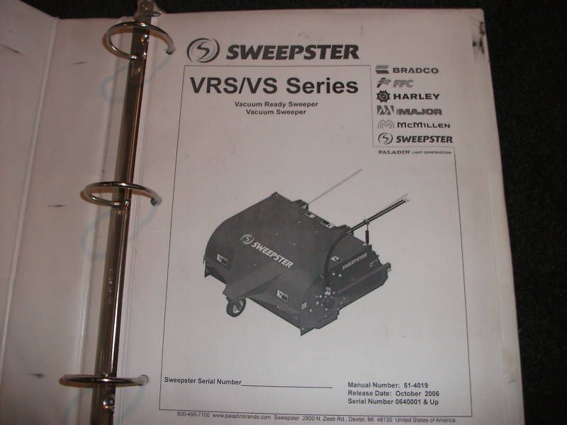Sweepster VRS/VS operation maintenance parts manual  