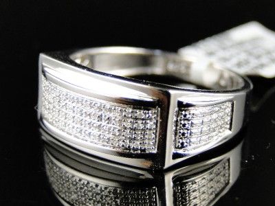   925 WHITE GOLD FINISH GENUINE WHITE DIAMOND PAVE SETTING RING .30 CT