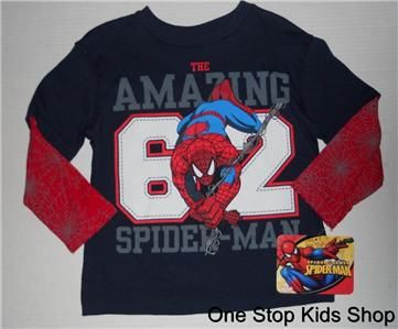 BATMAN or SPIDERMAN Boys 3T Long Sleeved SHIRT Top Super Hero  