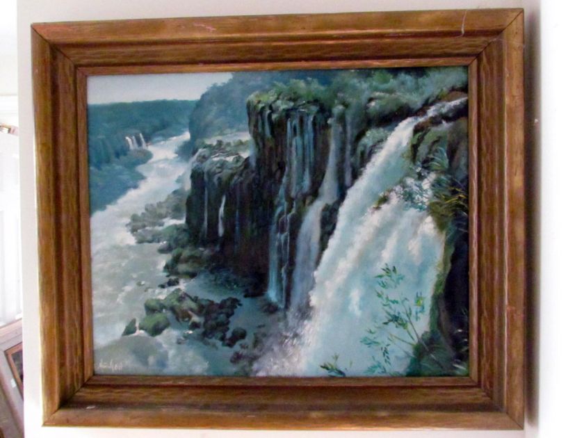   Impressionist South/Latin American Waterfall Oil Painting, Signed