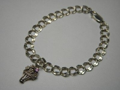 VINTAGE STERLING SILVER ESTATE JEWELRY DOUBLE LINK CHARM BRACELET 