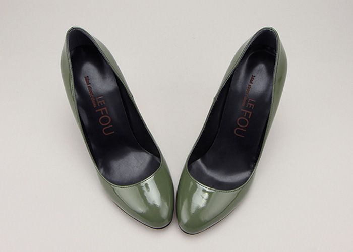 11252 Patent Leather Handmade Basic Pumps Heels Green US  