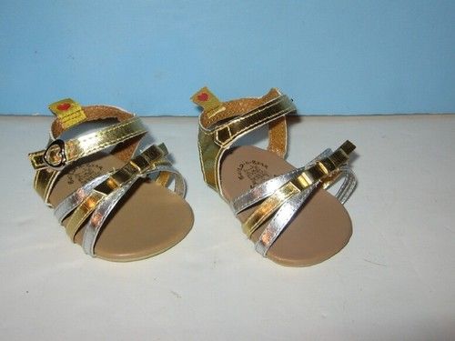 Build A Bear Workshop Silver & Gold Strap Sandals Pair  