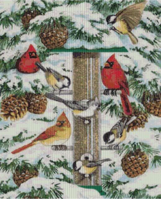 WINTER BIRD FEEDER~DELICA BEAD PEYOTE PATTERN  