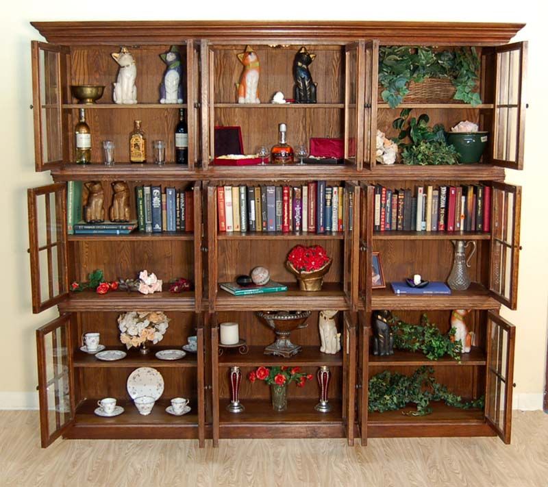 Solid Oak Manor Bookcase 18 Door  