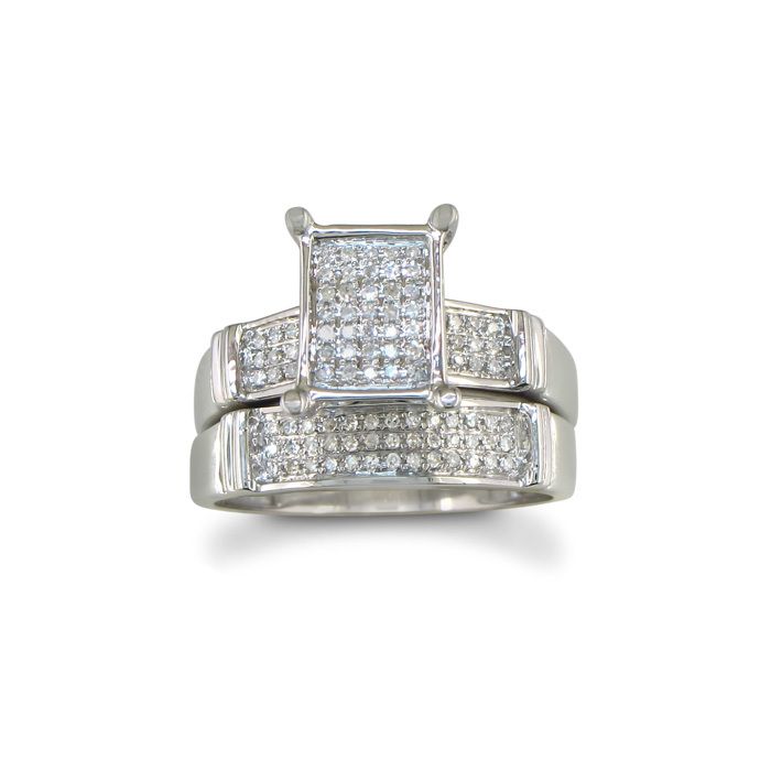Carat Genuine Diamond Micro Pave Bridal Set Ring  