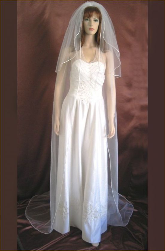 2T Diamond White Cathedral Pencil Edge Bridal Veil  