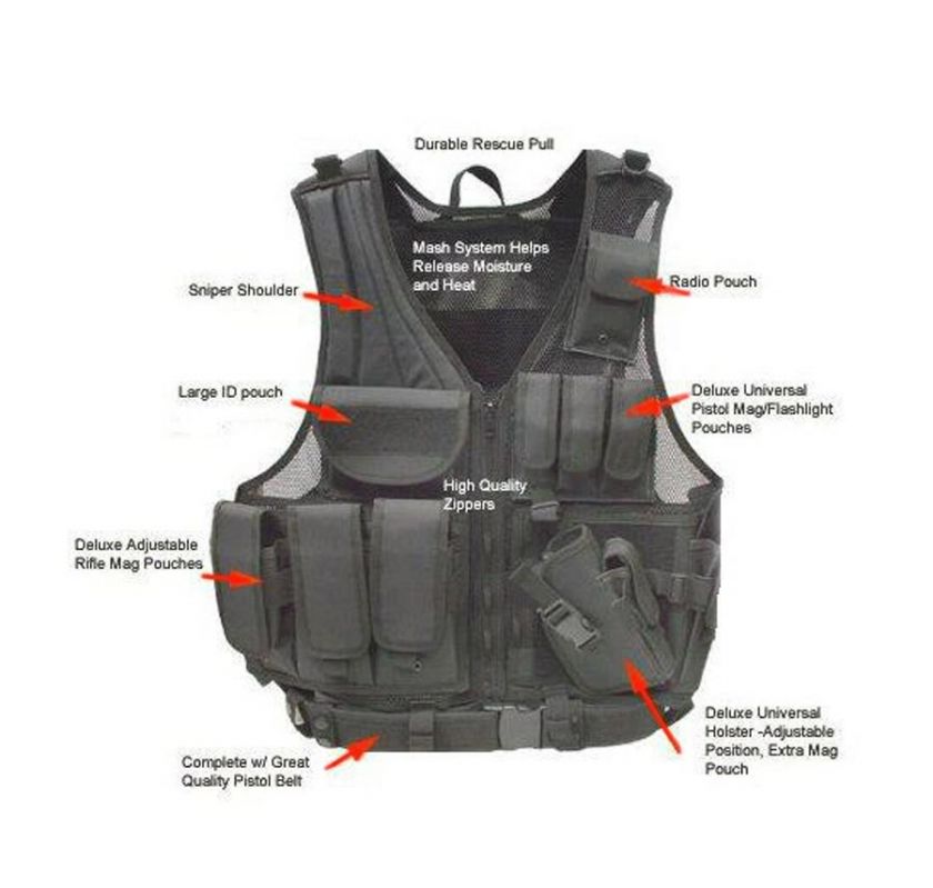 GMG MILITARY TACTICAL SWAT POLICE HUNTING ACU VEST w/Pistol HOLSTER 