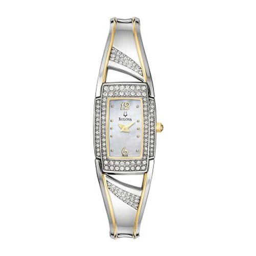 New Bulova Crystal Mother of Pearl Dial Womens Wrist Watches 98L128 