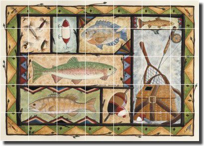 Jensen Fishing Trout Art Ceramic Tile Mural Backsplash  