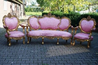 Antique complete livingroom set in Rococo  