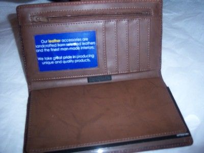 New Mundi Brown Leather Checkbook Wallet  