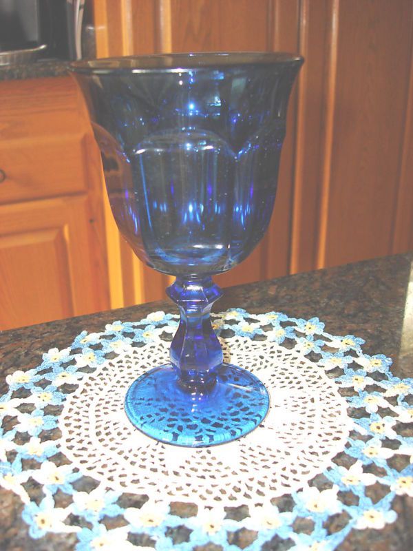 COBALT BLUE 6 1/2 WATER GOBLET Pattern Unknown  