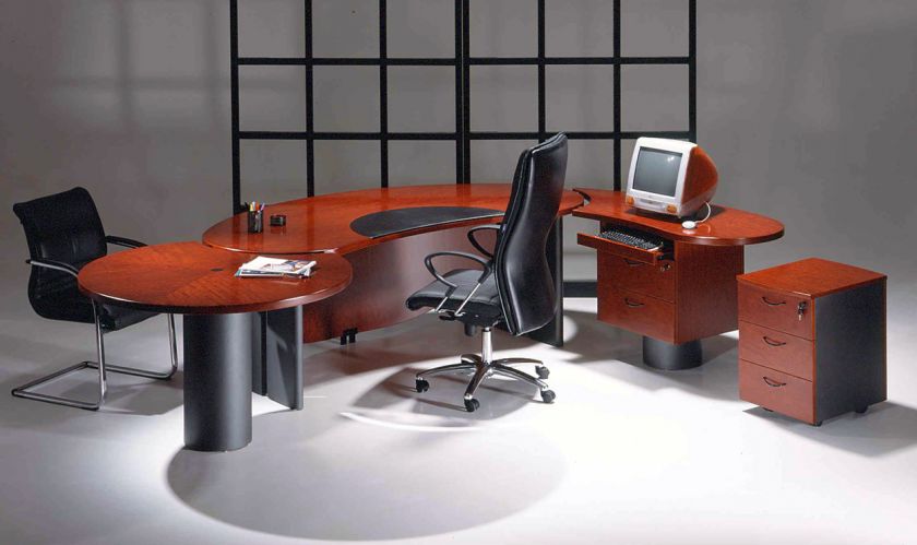 NEW CONTEMPORARY CHERRY WOOD EXECUTIVE OFFICE DESK NIB  