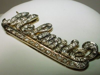 14KT GOLD STUNNING QUALITY DIAMOND MELANIE NAME PLATE  