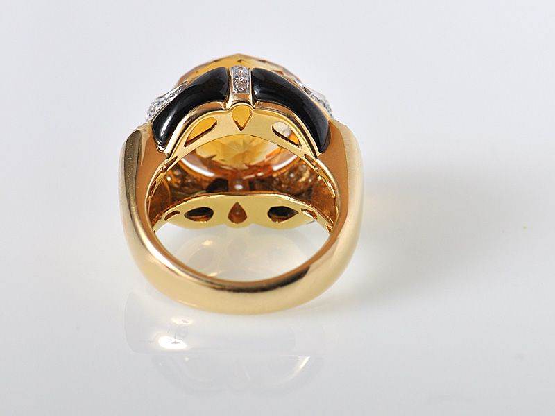 Gadi 18K Citrine Onyx Diamond Dome Ring  