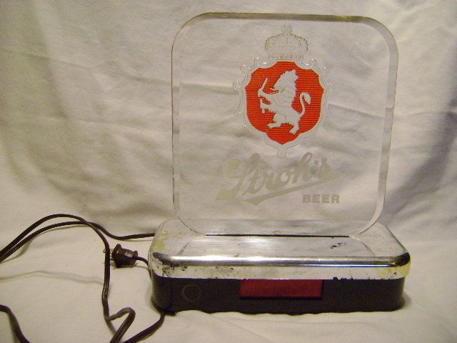 Vintage Strohs Beer Light Up Digital Clock & Sign Original Bar Garage 